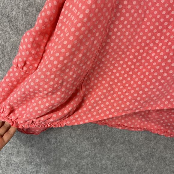 Miss Sugar Linen Dress Womens XL Pink Polka Dot Tiered Lagenlook Made In Italy - Picture 14 of 15